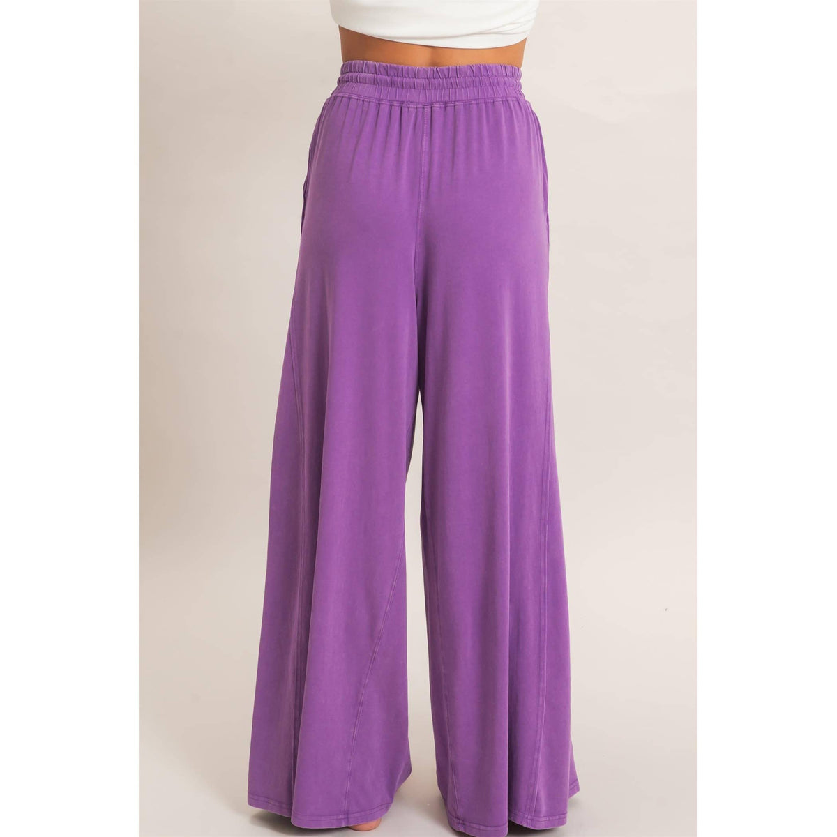 Wide Leg Mineral Wash Pants: BLACK