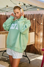 'DILLY DALLY' Mock Neck Sweatshirt: SAGE / L/XL