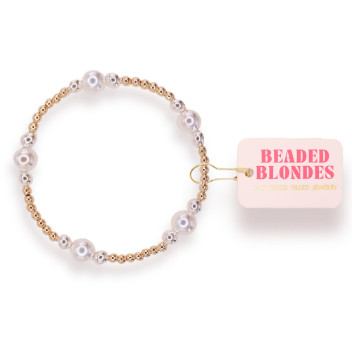 Serena Pearl Bracelet in Gold with Silver: Standard 6.75 inch