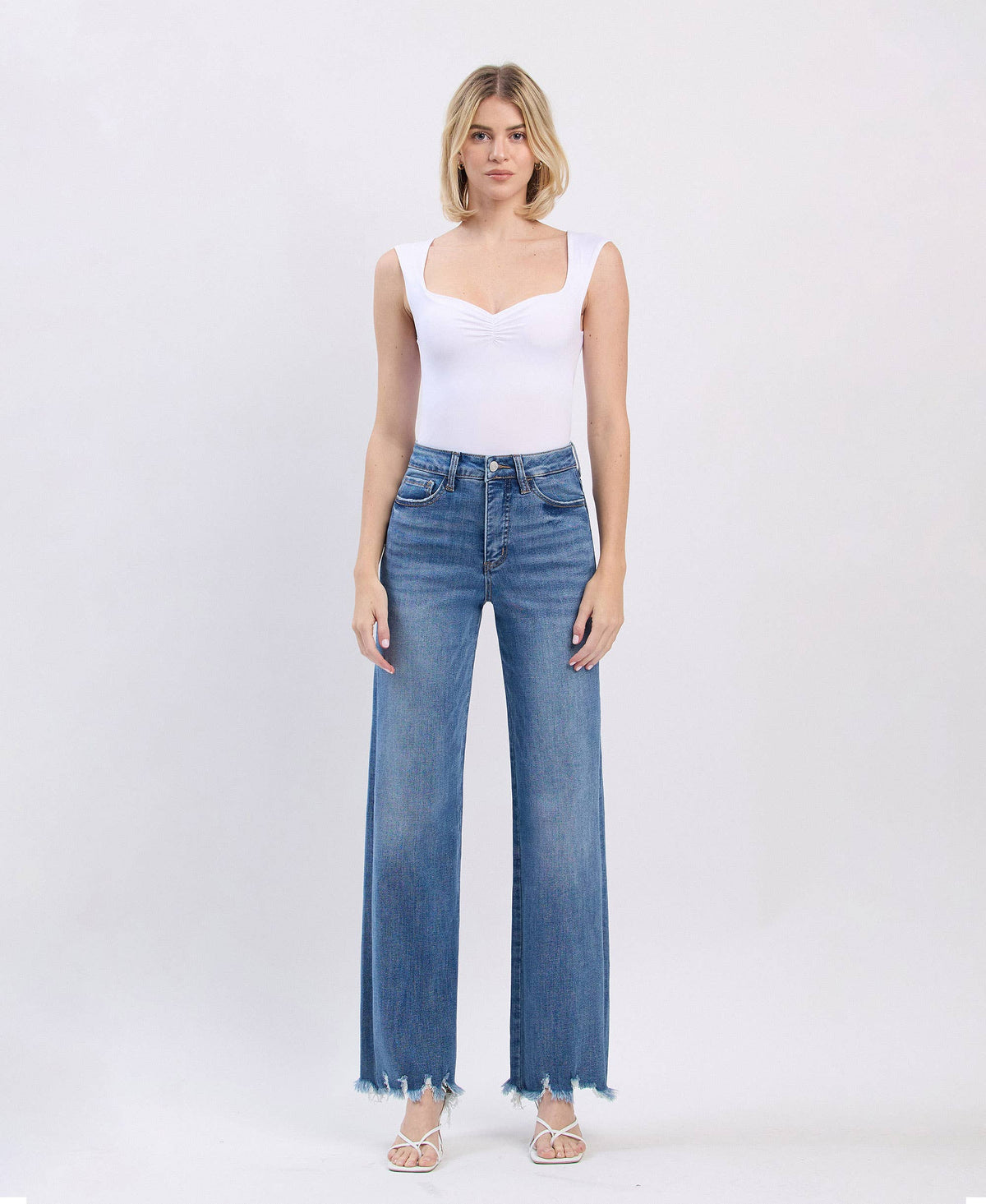 TUMMY CONTROL 90'S VINTAGE SUPER HIGH RISE LOOSE LV1210M: MEDIUM DENIM