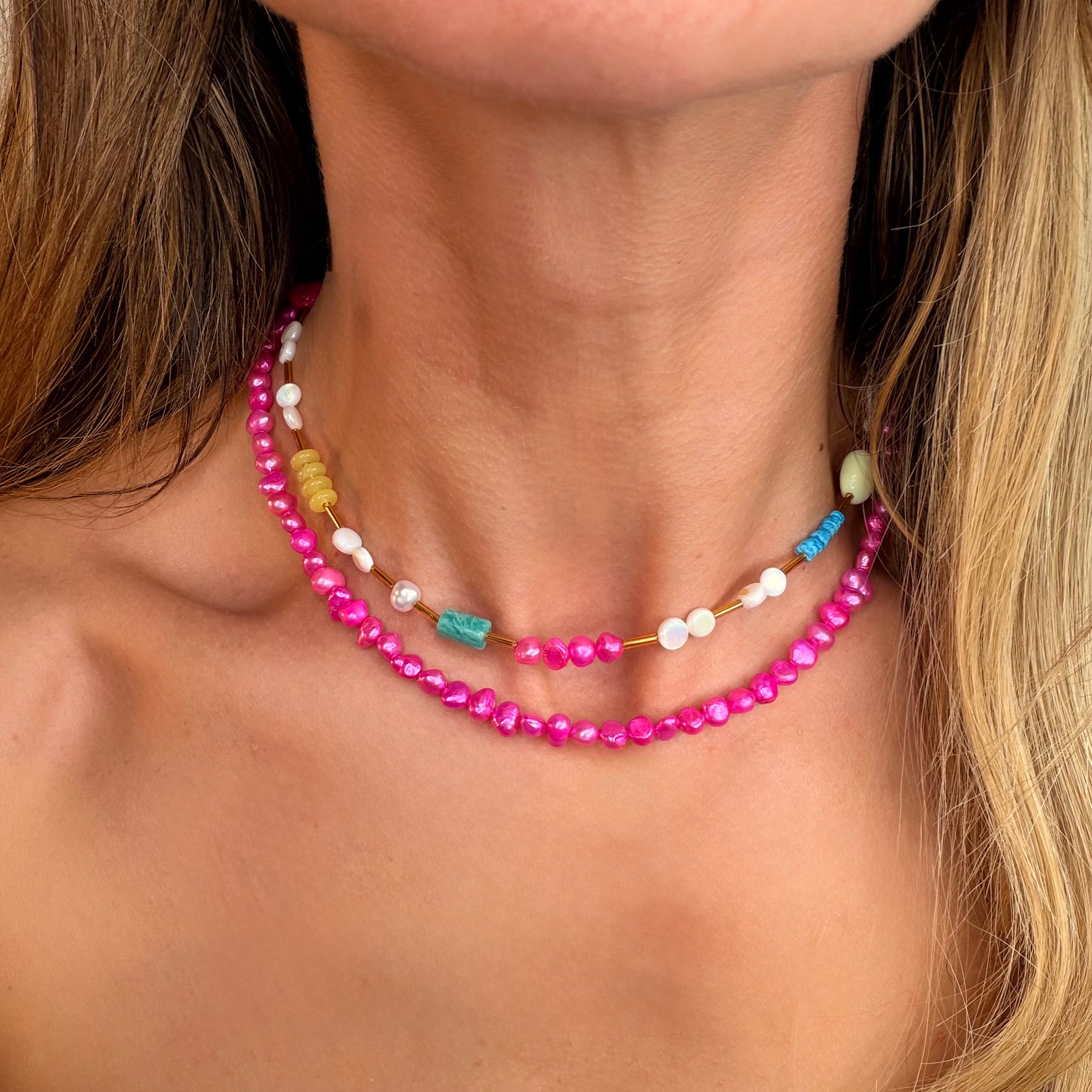 Watermelon Sugar Pearl Necklace - N185