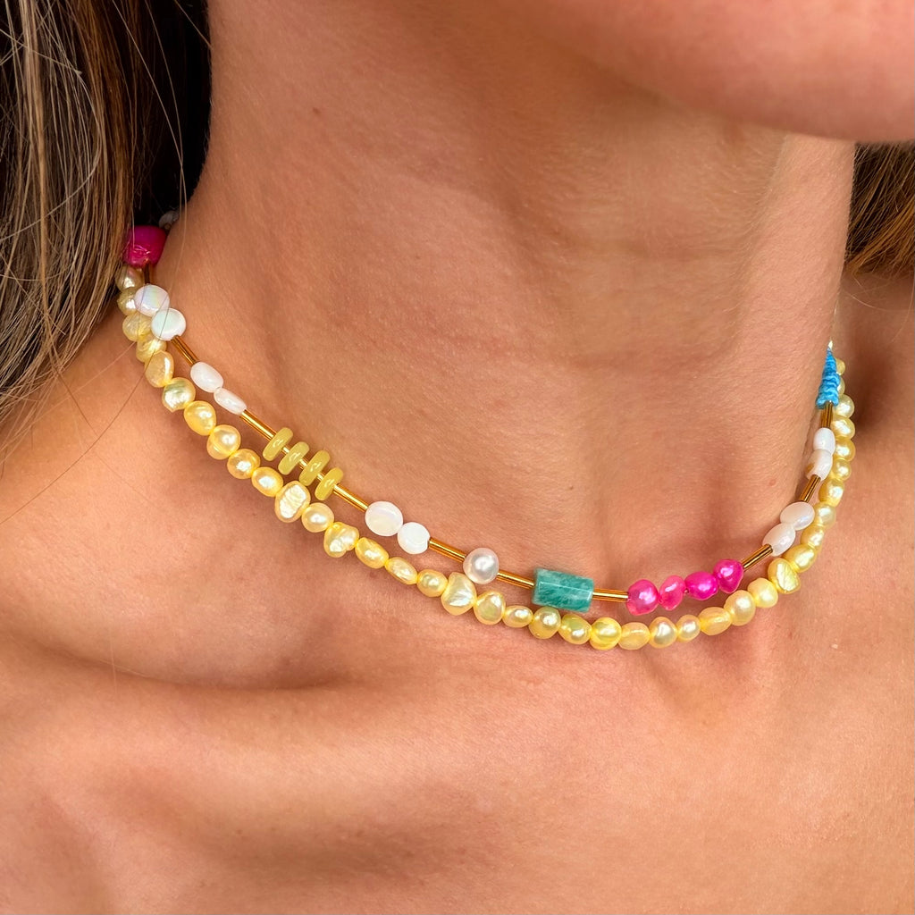 Lemon Drop Pearl Necklace - N184