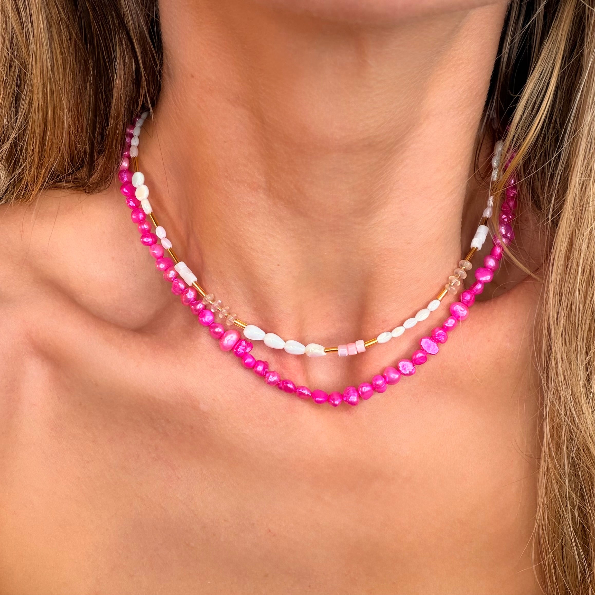 Watermelon Sugar Pearl Necklace - N185