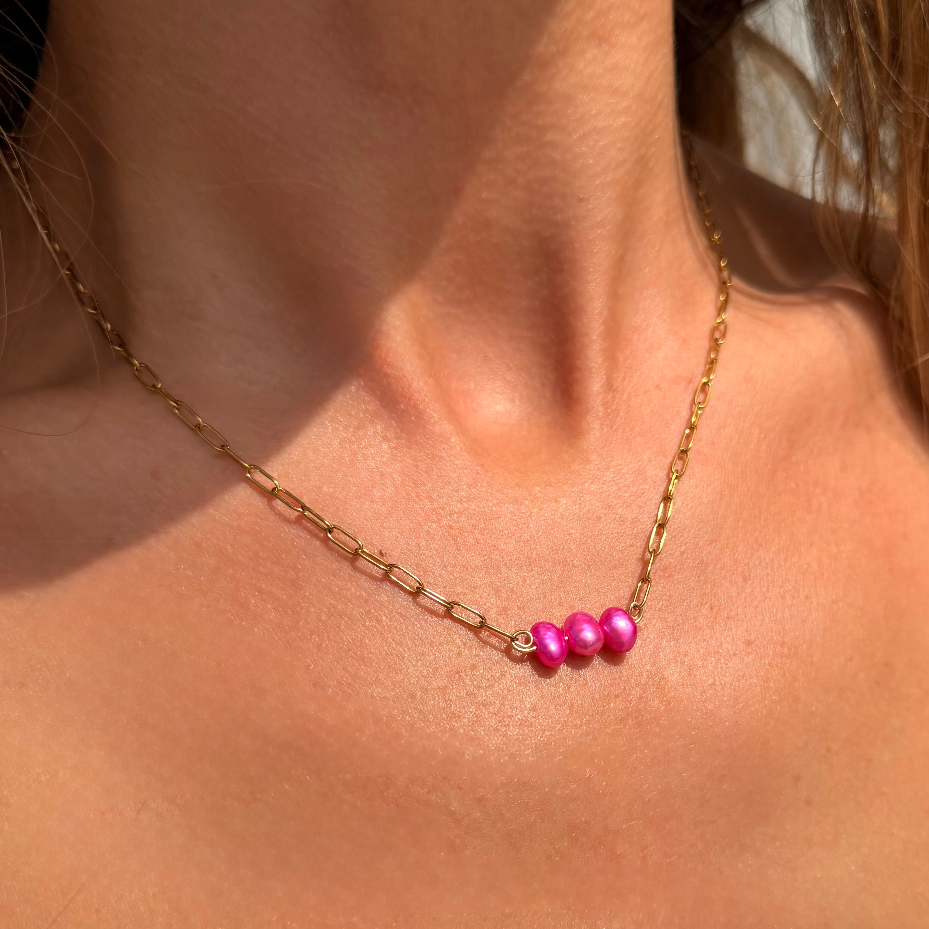 Watermelon Pop Paperclip Necklace - N190