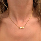 Lemon Trio Pearl Paperclip Necklace - N189