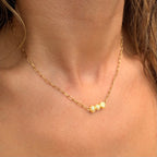 Lemon Trio Pearl Paperclip Necklace - N189