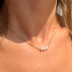 Triple Pearl Paperclip Necklace - N188