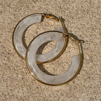 Golden Cream Hoop Earrings: E93