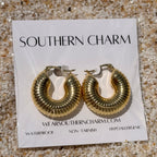 Golden Ripple Hoop Earrings: E86