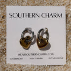 Silver Kissed Gold Heart Hoop Earrings: E90