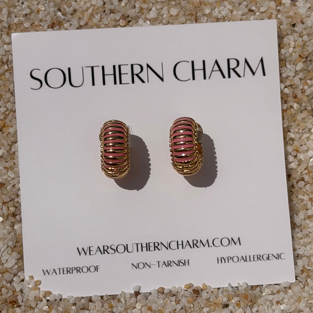 Pink Stripe Glow Hoop Earrings: E89