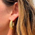 Golden Ripple Hoop Earrings: E86