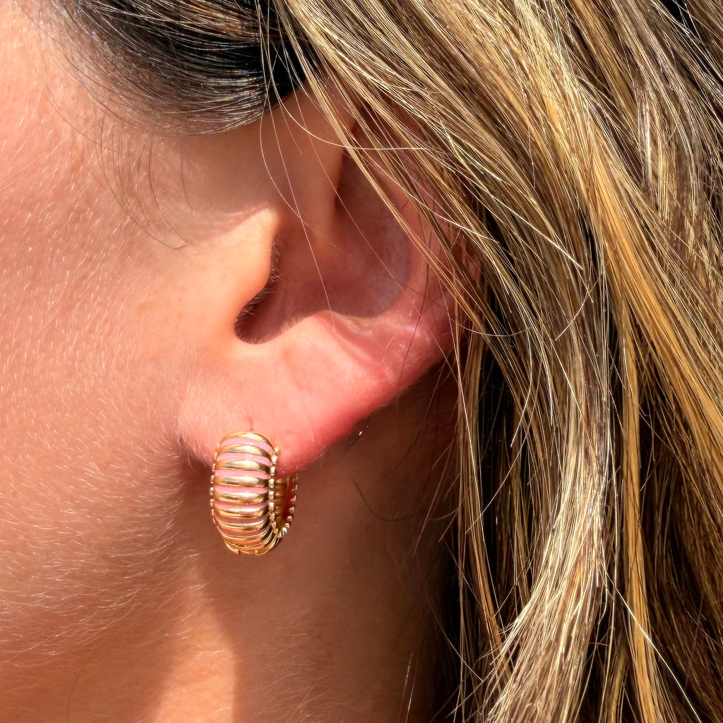 Pink Stripe Glow Hoop Earrings: E89