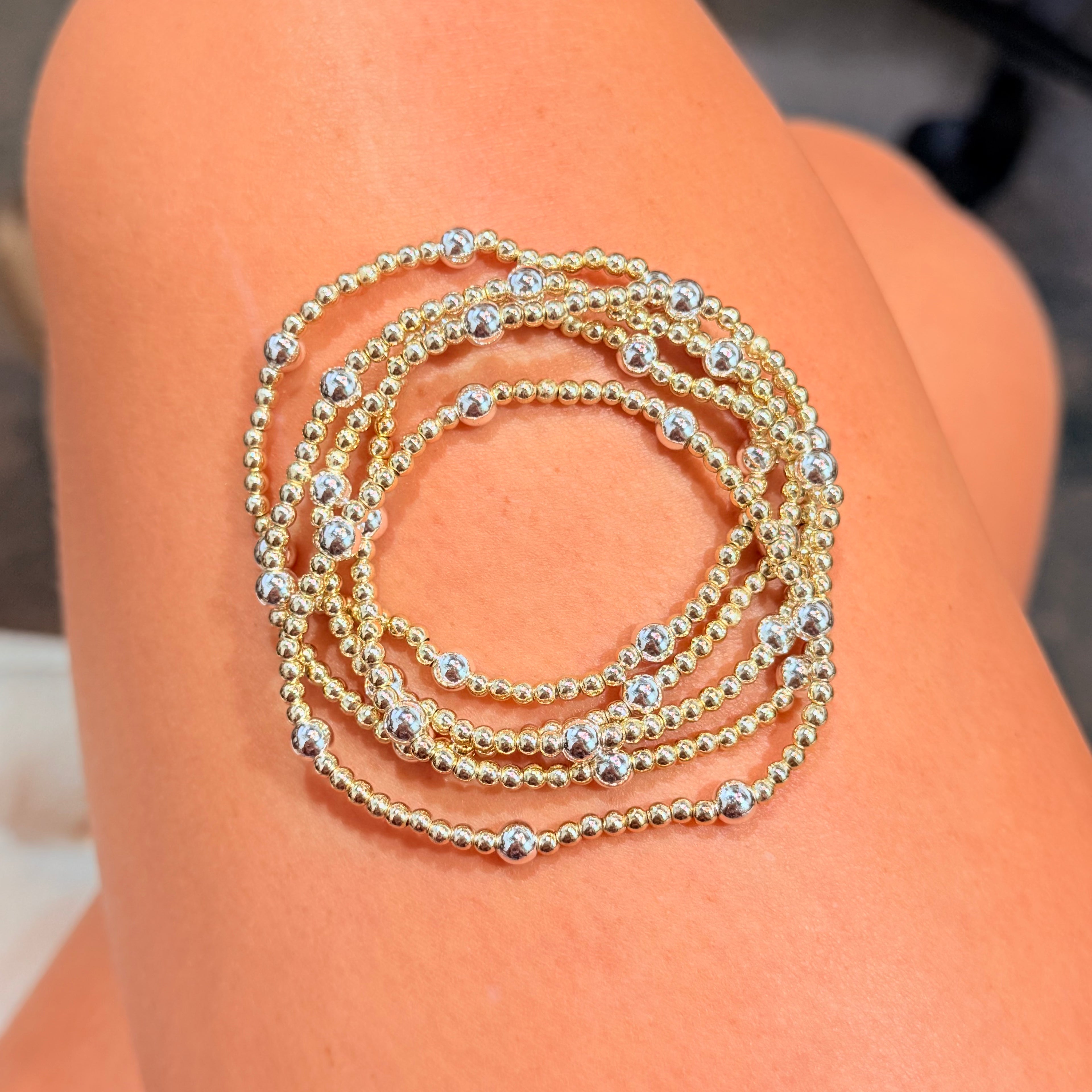 Silver Kisses 3mm Gold Filled/5mm Silver Bracelet : S149