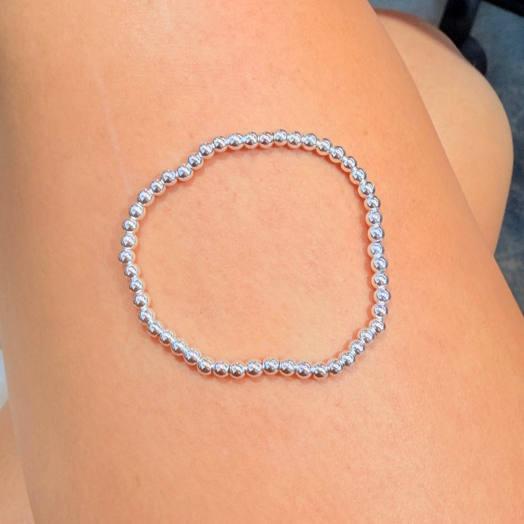 4mm Silver Beaded Bracelet : S148