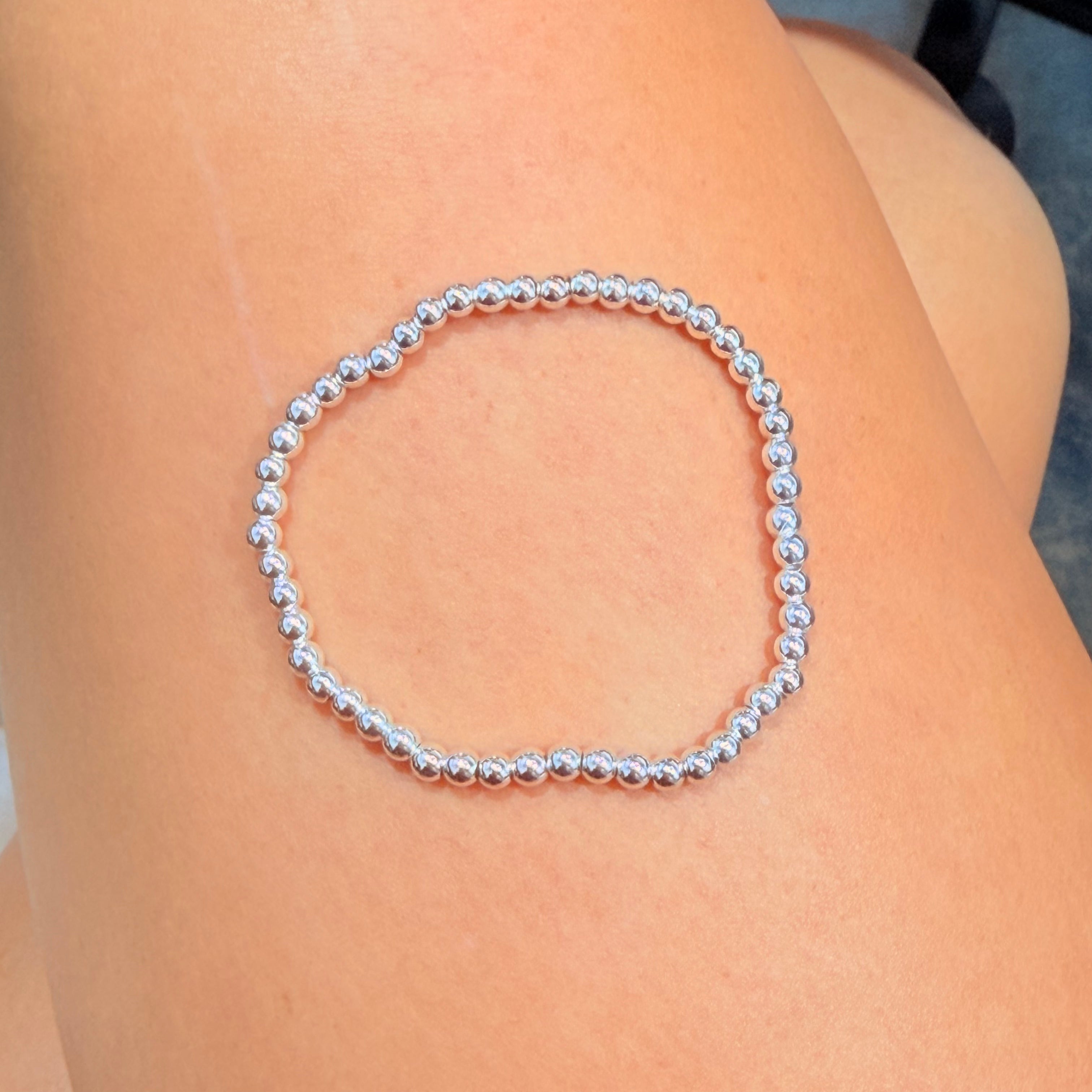 4mm Silver Beaded Bracelet : S148