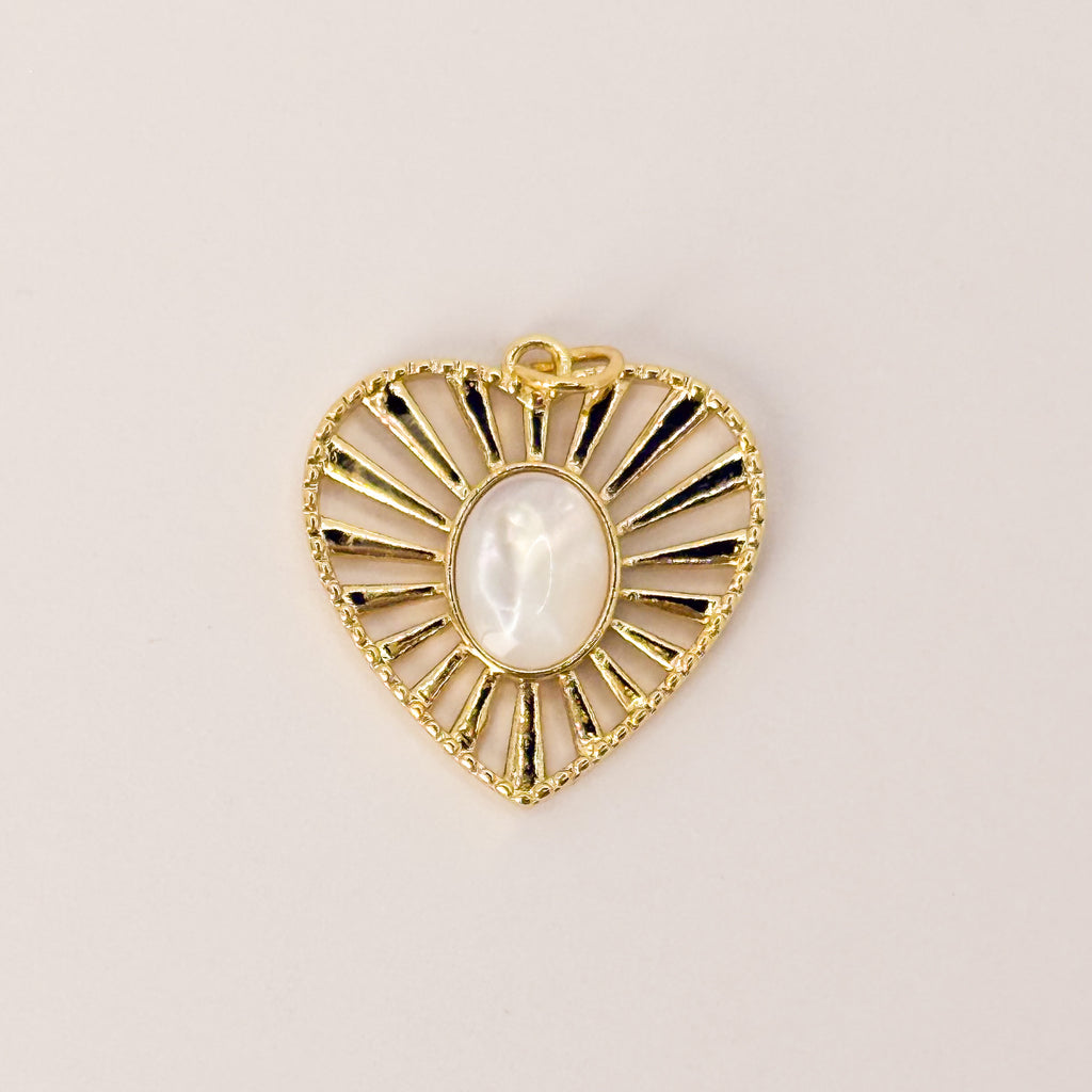Sunburst Pearl Heart Charm - C121