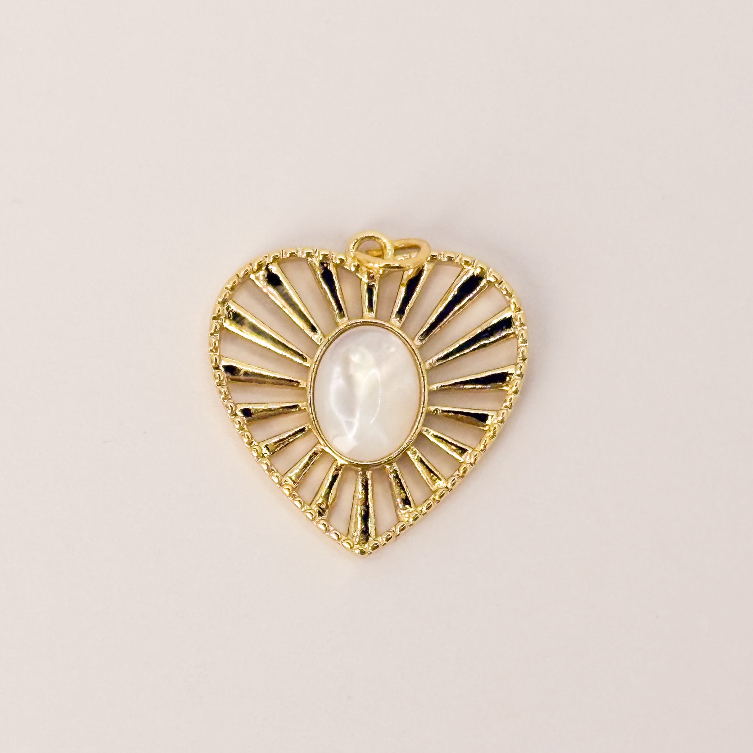 Sunburst Pearl Heart Charm - C121