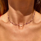Ametrine Facted Drop Stone Vermeil Necklace - N179