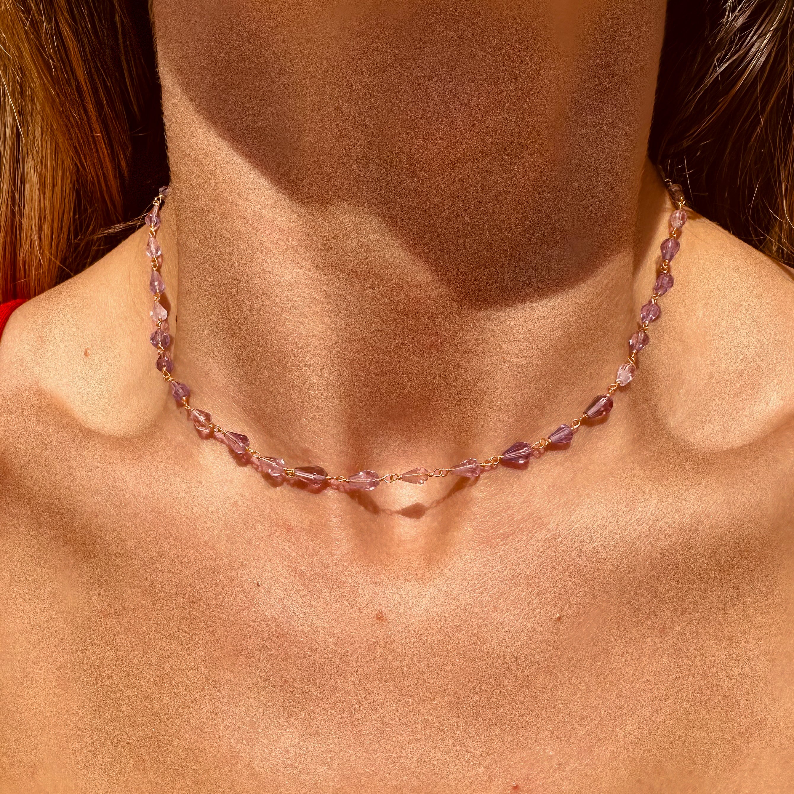 Ametrine Facted Drop Stone Vermeil Necklace - N179