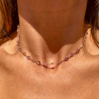 Ametrine Facted Drop Stone Vermeil Necklace - N179