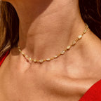 Prehnite Vermeil Plain Oval Chain Necklace - N170