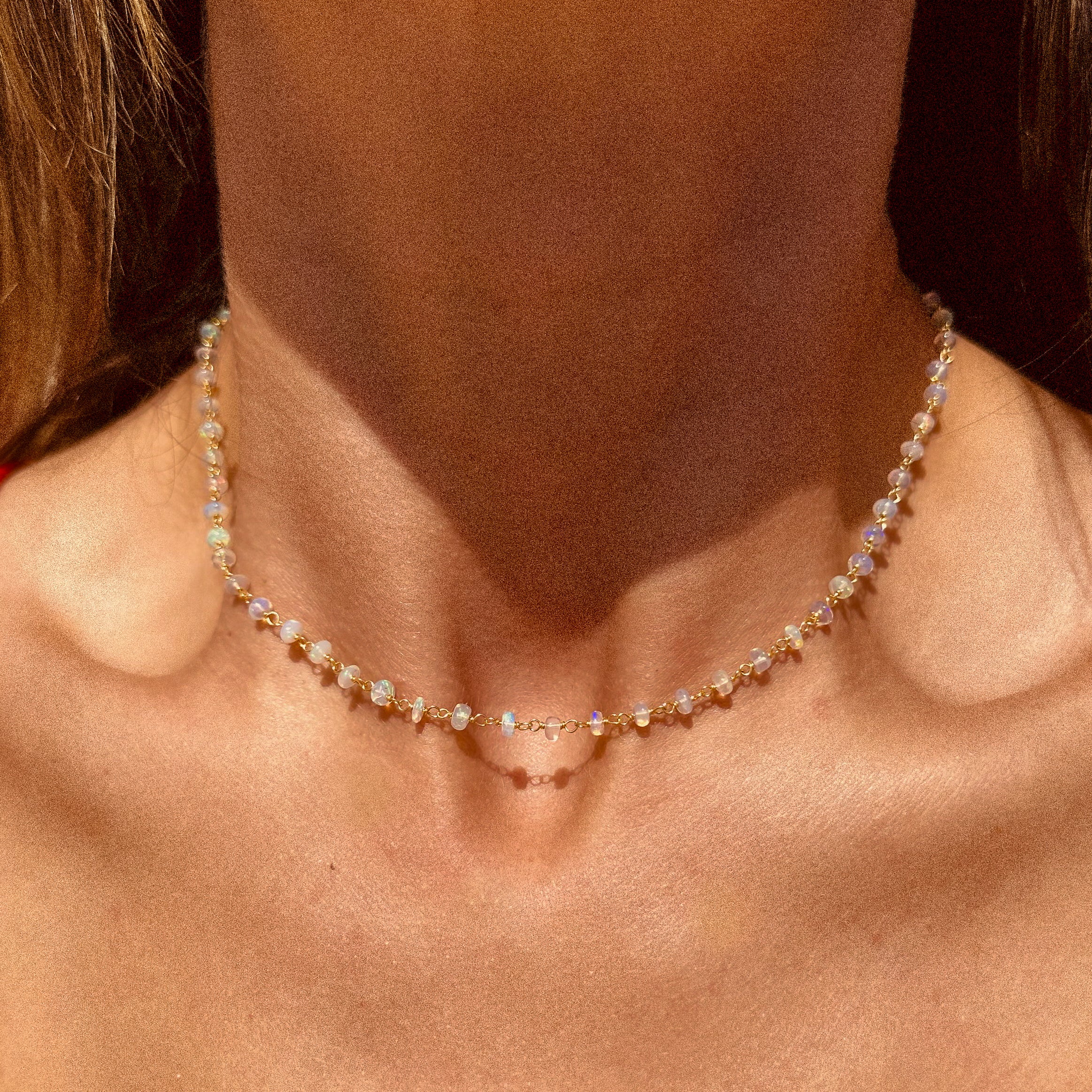 Ethiopian Opal Vermeil Chain Necklace - N168