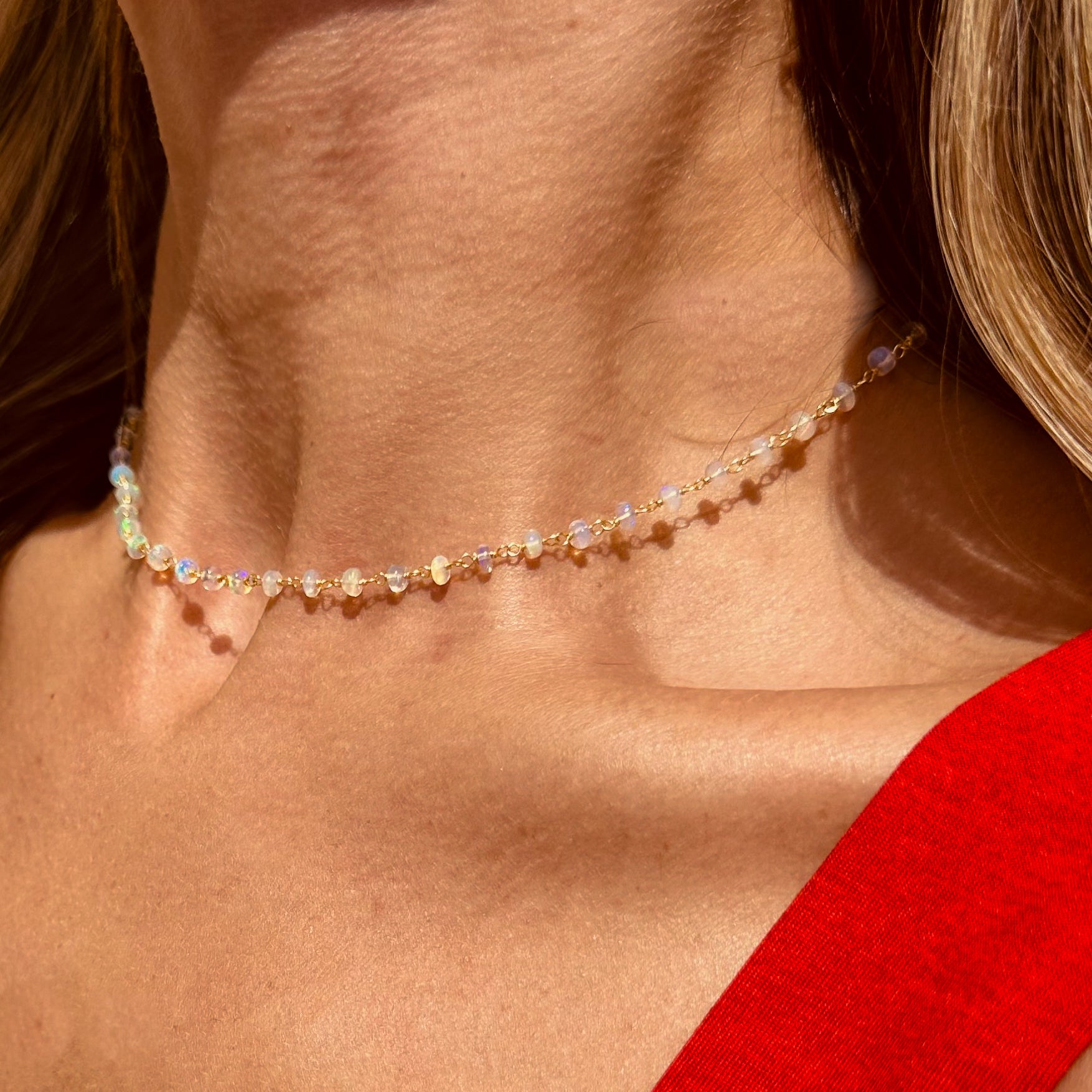 Ethiopian Opal Vermeil Chain Necklace - N168