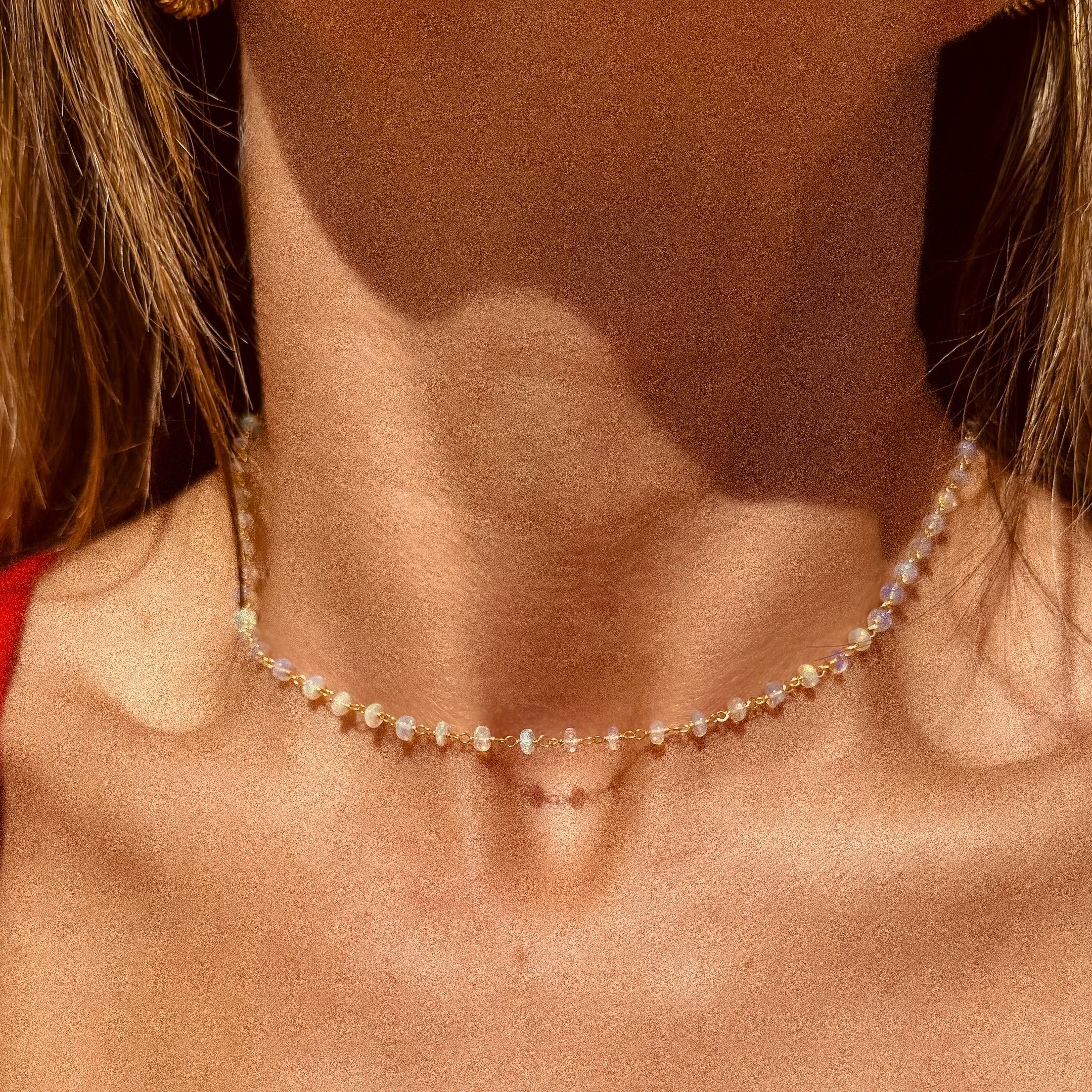 Ethiopian Opal Vermeil Chain Necklace - N168