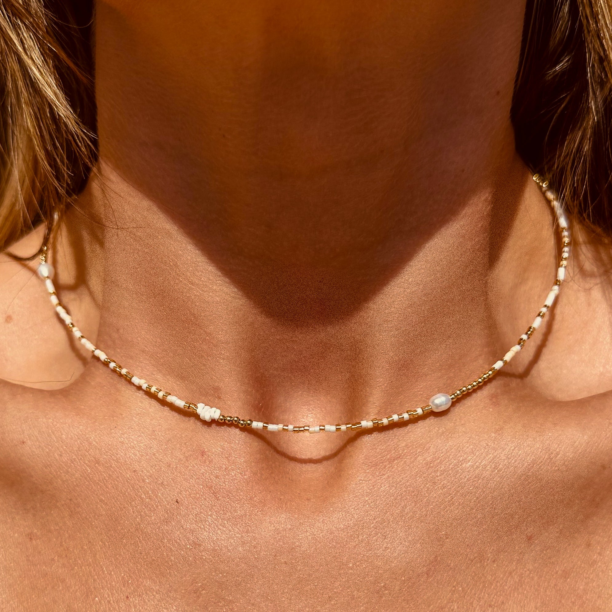 Golden Sand Pearl & Shell Necklace - N181
