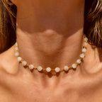 White Moonstone Coins On Vermeil Chain Necklace - N171