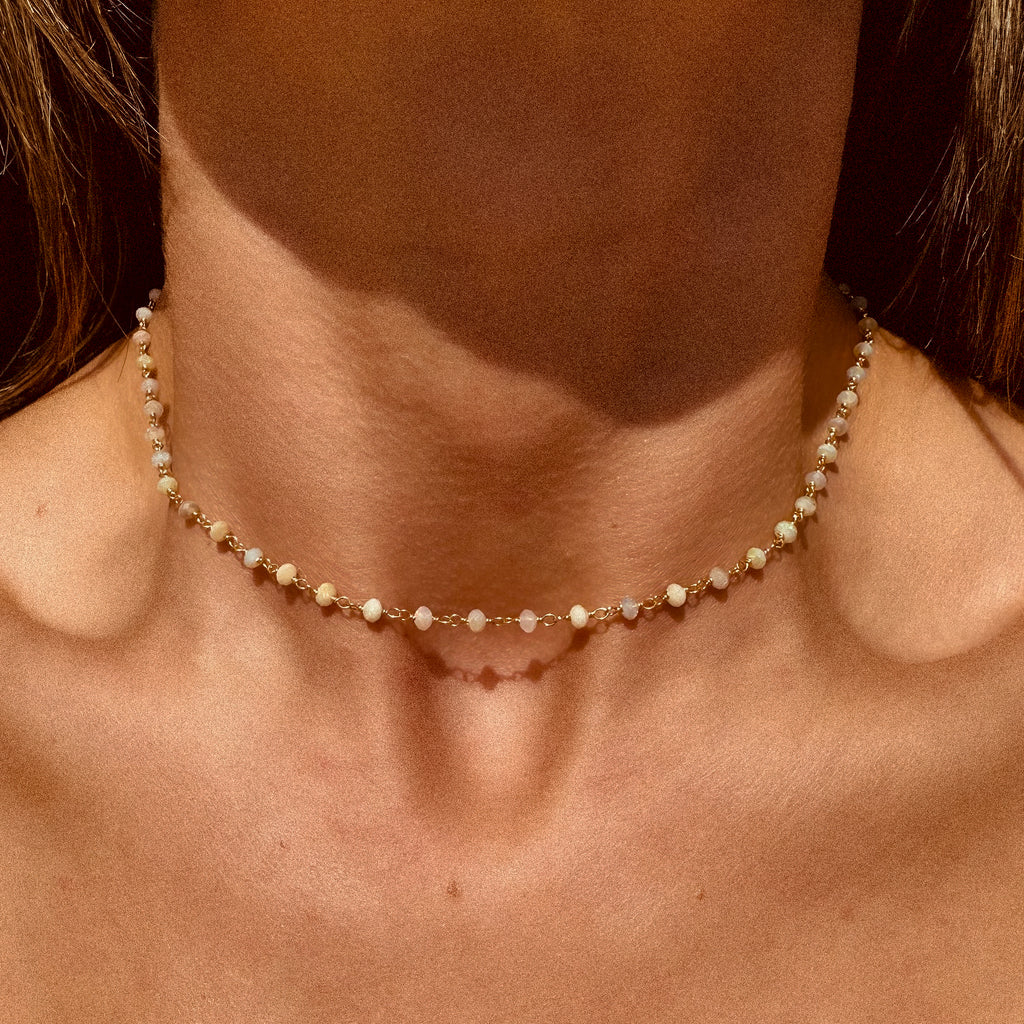 Ethiopian Opal Micro Vermeil Chain Necklace - N167