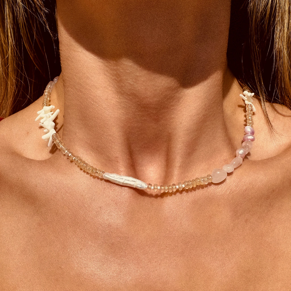 Natural Baroque Freshwater Pearl & Shell Necklace - N182