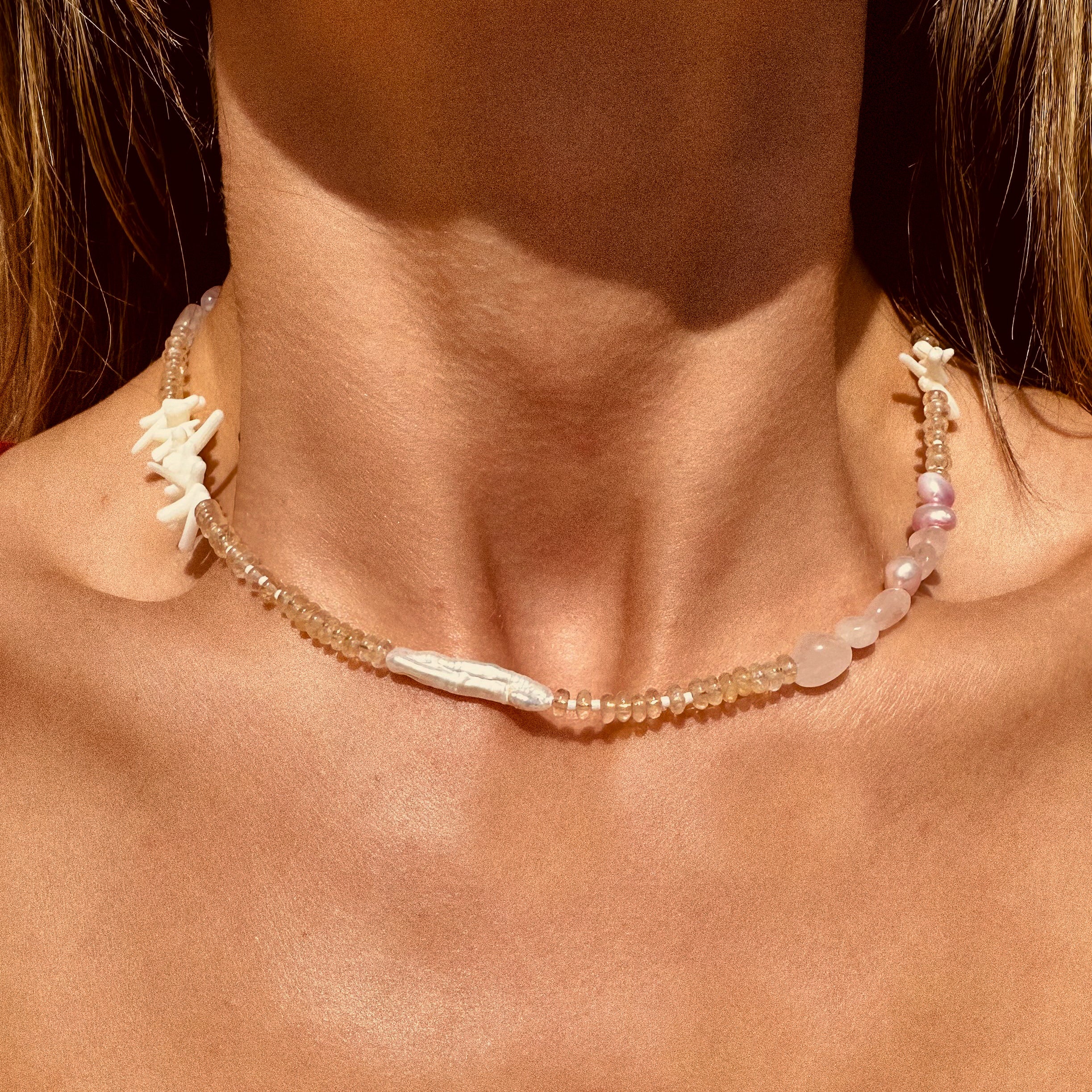 Natural Baroque Freshwater Pearl & Shell Necklace - N182