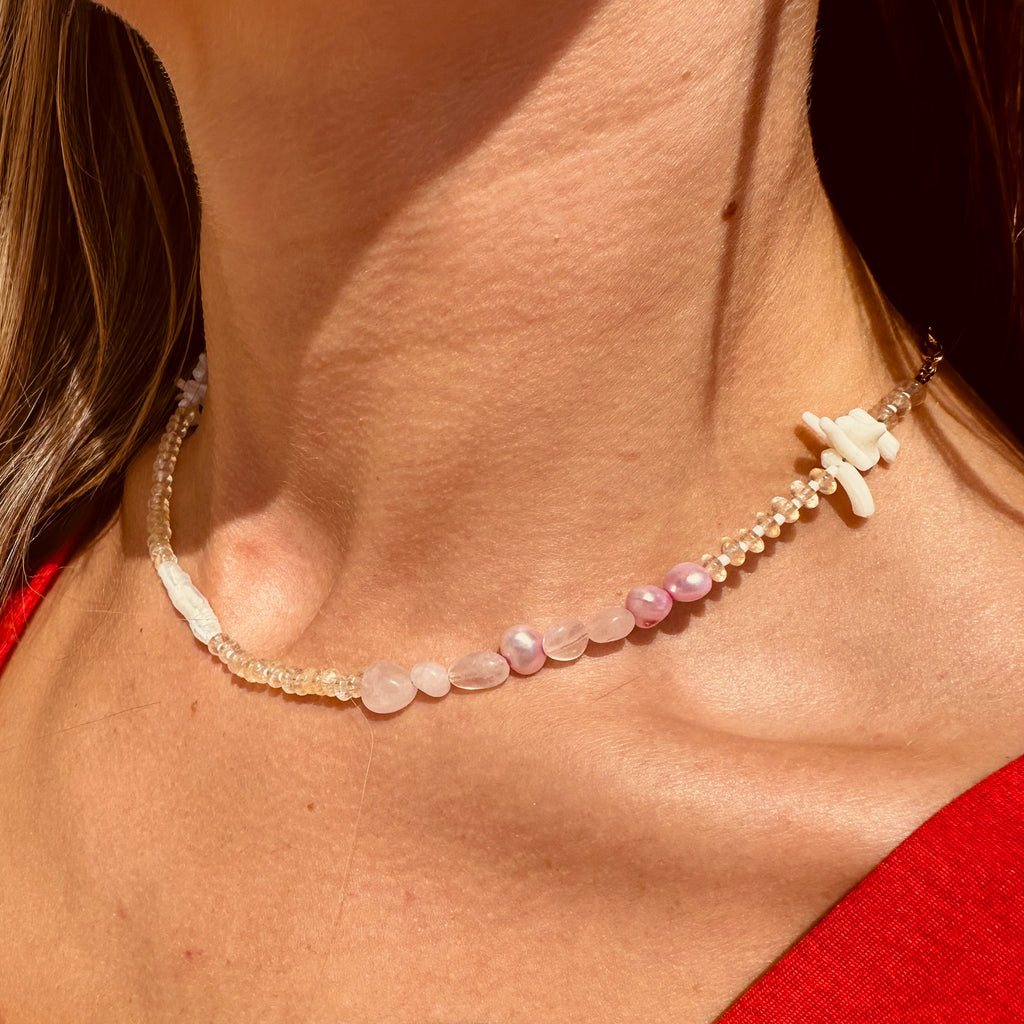 Natural Baroque Freshwater Pearl & Shell Necklace - N182