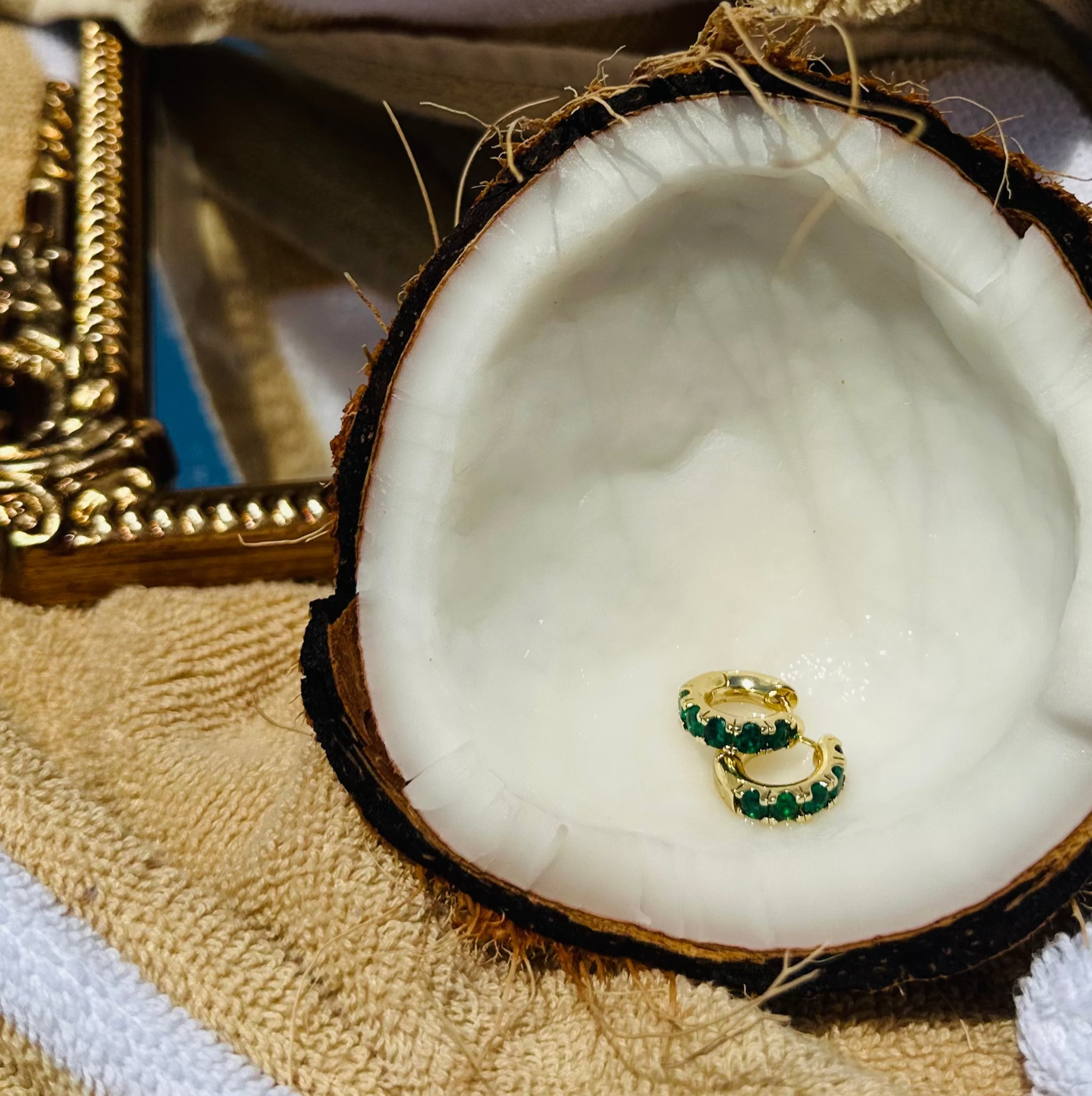 Coastal Emerald Hoop Earrings - E11