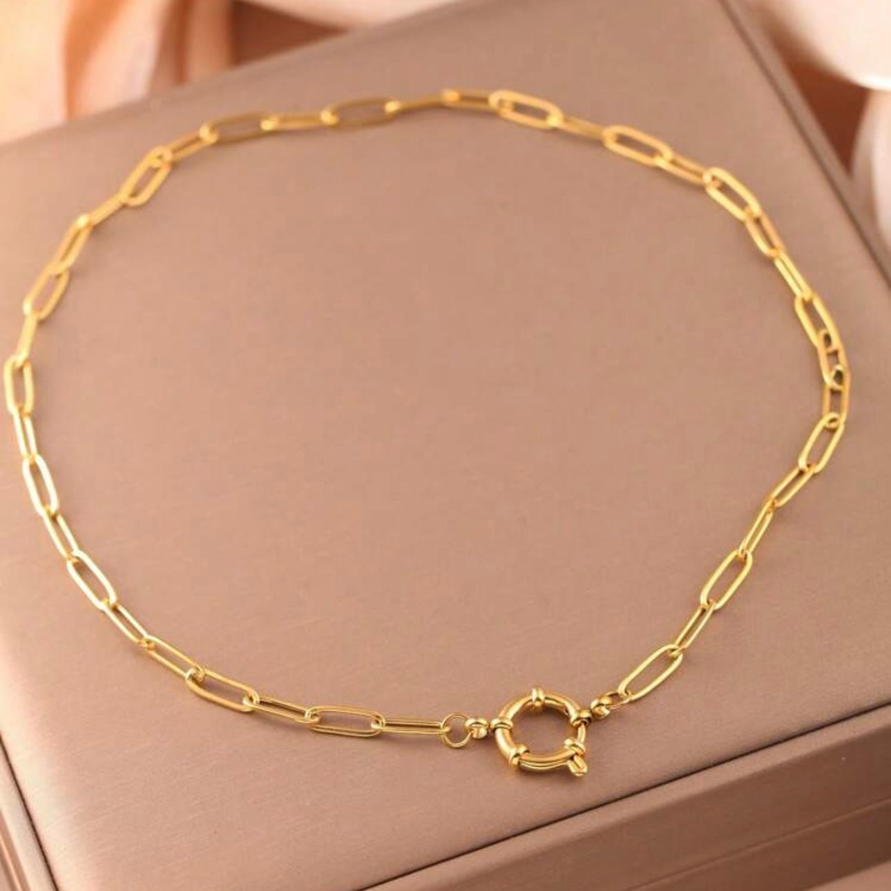 Wave Link Paperclip Necklace - N7