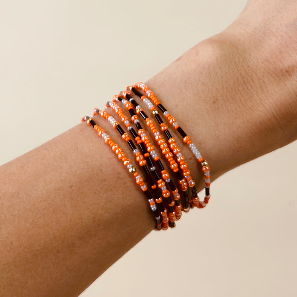Orange Black & White Game Day Bracelet - S35