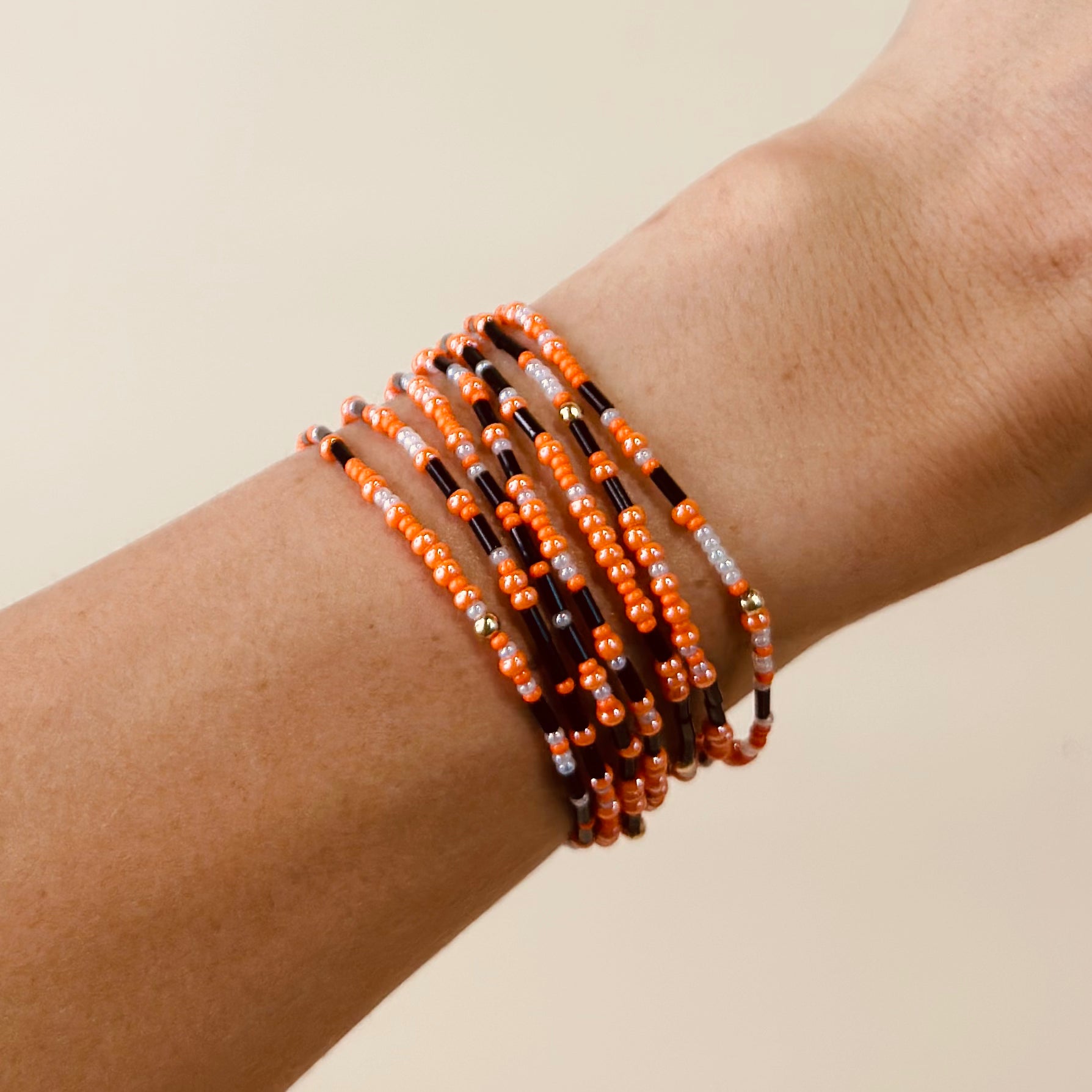 Orange Black & White Game Day Bracelet - S35