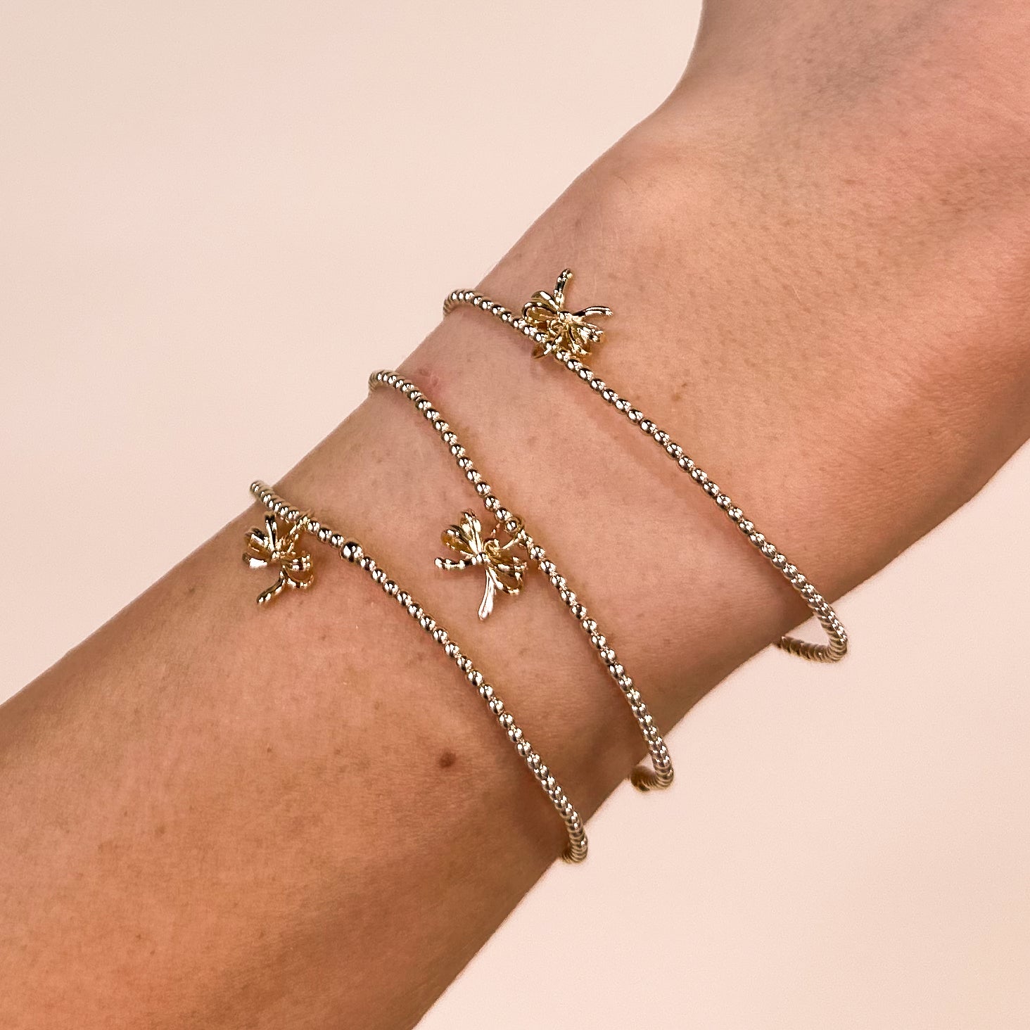 Gold Bow Charm Bracelet - S120