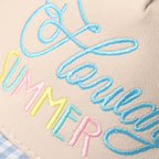 Howdy Summer Embroidered Gingham Brim Trucker Hat: BLACK : H6