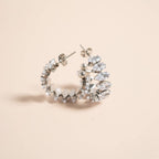 Silver Marquis CZ Stone Hoop Earrings - E134