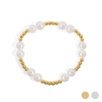 Yellow Gold 8mm Kiska Glass Pearl Stretch Bracelet: S163