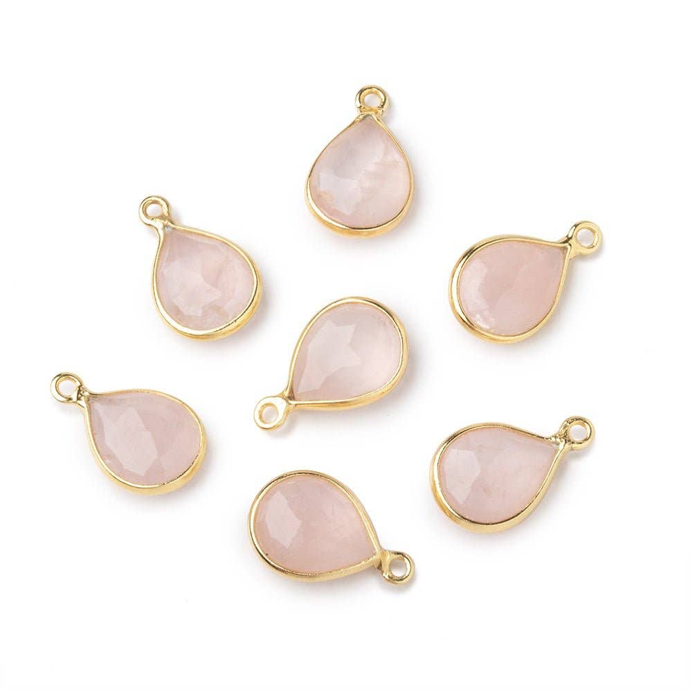 Vermeil Bezel Rose Quartz Faceted Pear Charm - C267