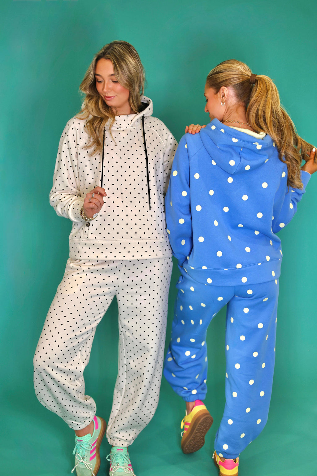 Ivory Black Mini Dot Sweatsuit Set - Hoodie & Sweatpants