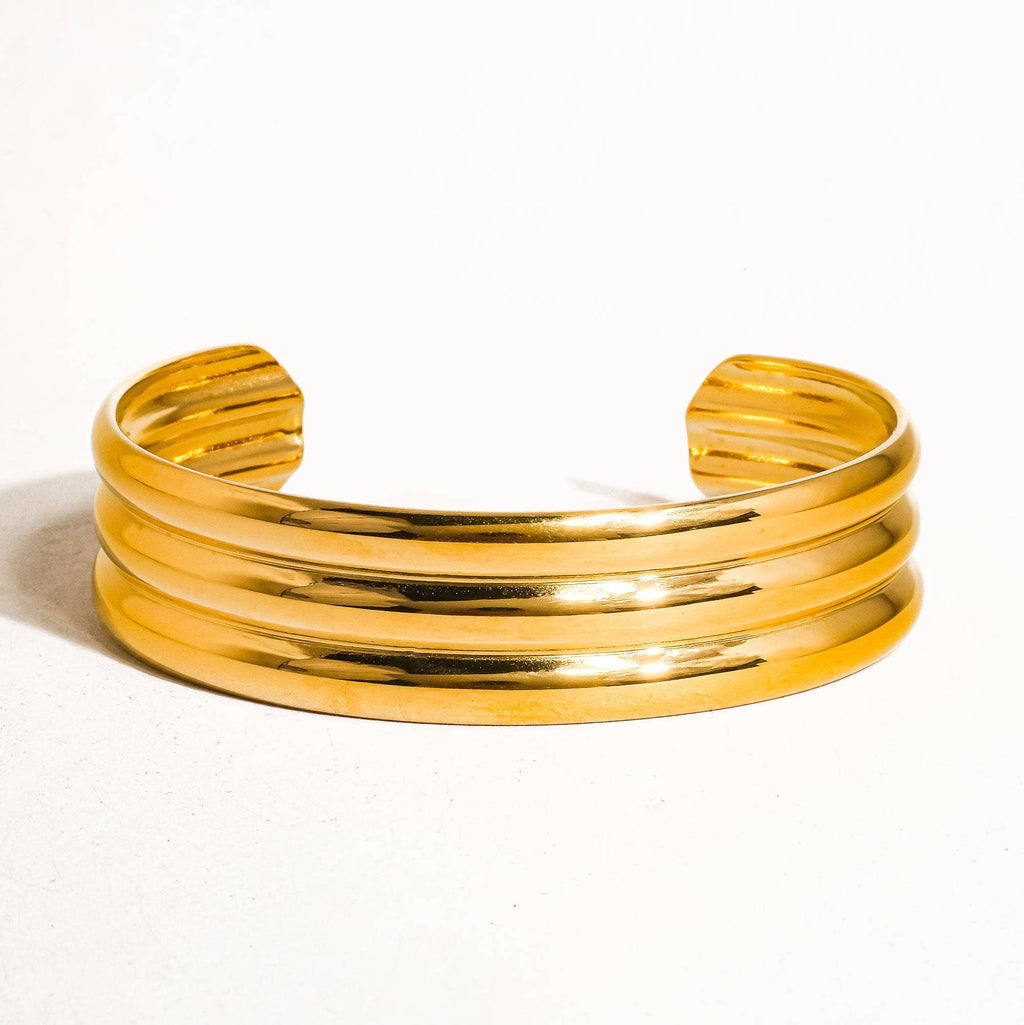 Stripe Bold Bangle Bracelet Cuff - SS3