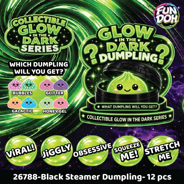 Fun Doh Glow-in-the-Dark Mystery Dumpling Squishy Toy Black : GLOWSQU