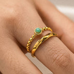 Layered Turquoise Stone Ring: A41
