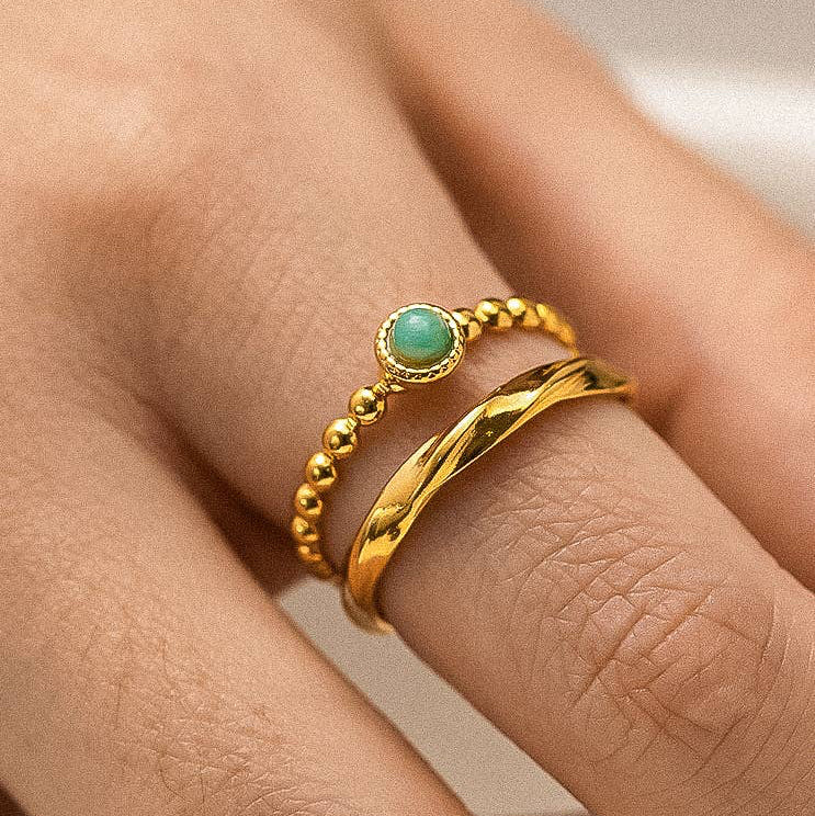 Layered Turquoise Stone Ring: A41