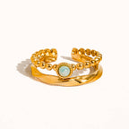 Layered Turquoise Stone Ring: A41